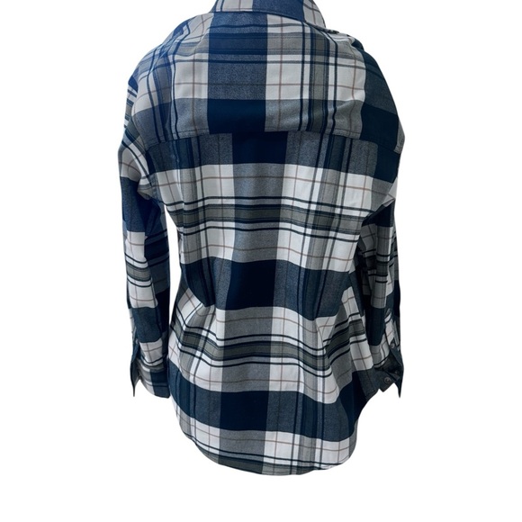 Abercrombie & Fitch Navy and White Plaid Shirt Jacket - Picture 2 of 3